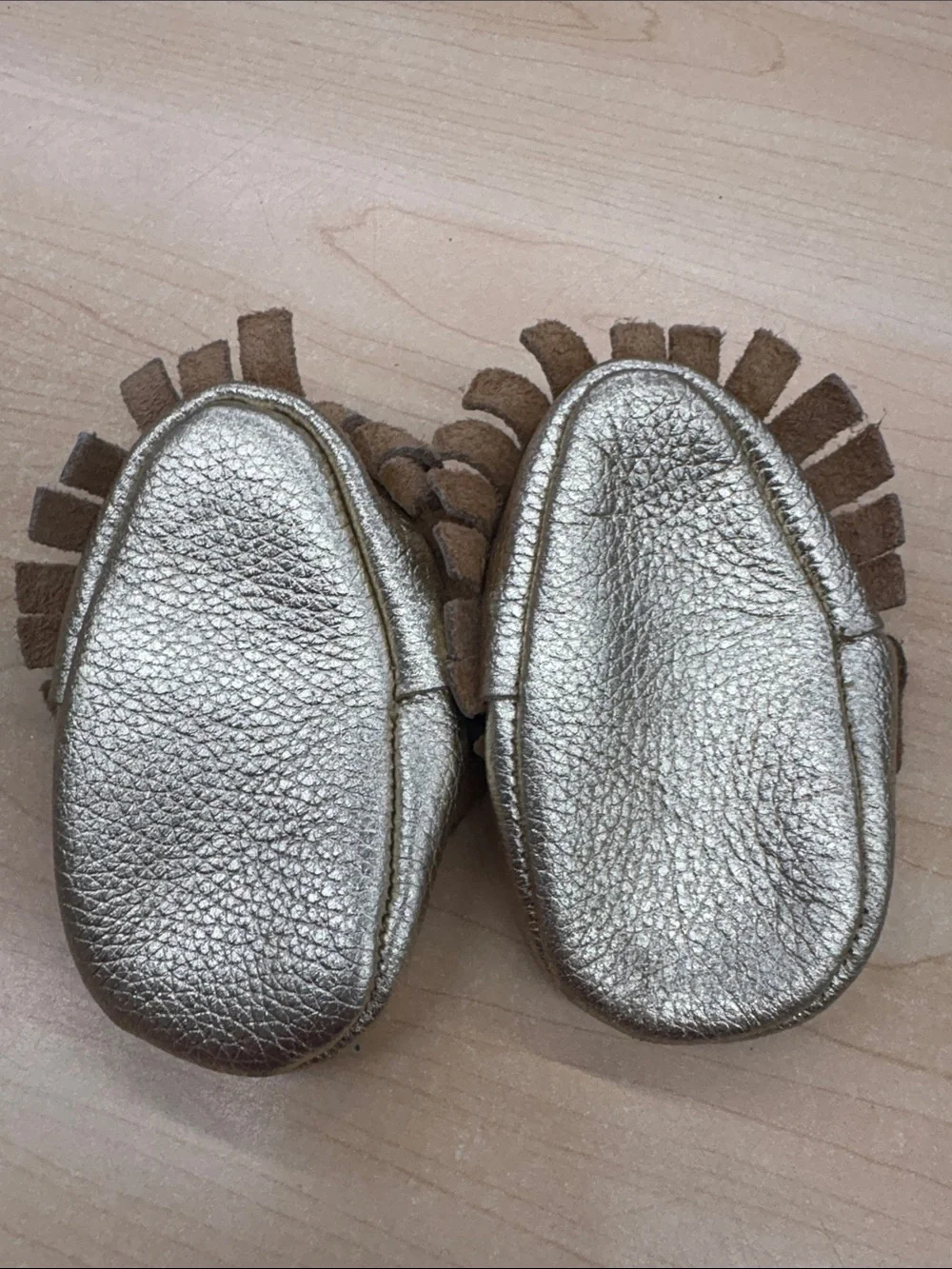 Gold Baby Moccasins with Bow